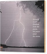 Lightning At The Lake - Inspirational Quote Wood Print