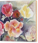 Roses In The Garden Wood Print