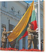 Lithuania Flag Raising Wood Print