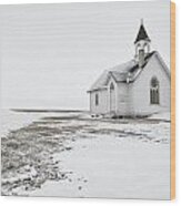 Little Church In The Prairies Wood Print