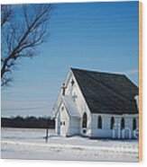 Little Church On The Prairie Wood Print