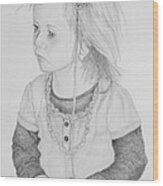 Little Girl With Balloon Wood Print