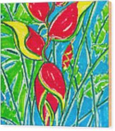 Lobster Claw Heliconia Wood Print