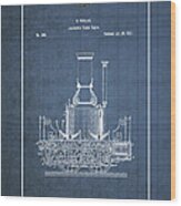 Locomotive Steam Engine Vintage Patent Blueprint Wood Print