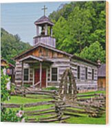 Log Church Wood Print