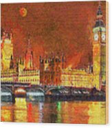 London By Night Wood Print