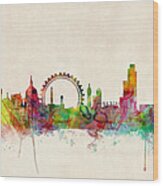 London Skyline Panoramic Wood Print