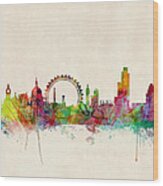 London Skyline Watercolour Wood Print