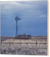 Lonesome Windmill Wood Print