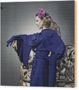 Loretta Young In Blue Dress Wood Print