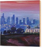Los Angeles At Dusk With Griffith Observatory Wood Print