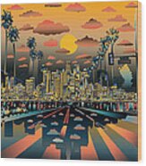Los Angeles Skyline Abstract 2 Wood Print