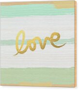 Love In Mint And Gold Wood Print