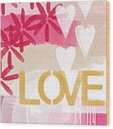 Love In Pink And Gold Wood Print