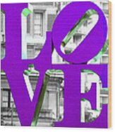 Love Philadelphia Purple Wood Print