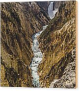 Lower Falls Of Grand Canyon Of Yellowstone Wood Print