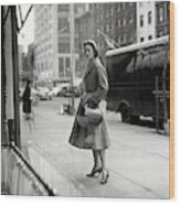 Lucille Carhart Window Shopping On A Street Wood Print