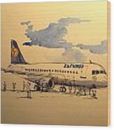 Lufthansa Plane Wood Print