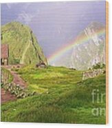 Machu Picchu Rainbow Wood Print