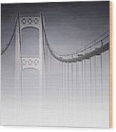 Mackinac Bridge In The Fog Michigan Wood Print