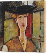 Madame Pompador As A Tribute To Modigliani Wood Print
