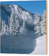 Madison River In Winter Wood Print