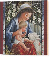 Madonna Of The Lilies Wood Print