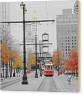 Main Street Trolley Wood Print