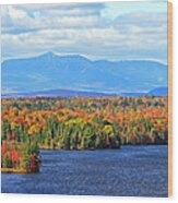 Maine's Mt. Katahdin In Autumn Wood Print
