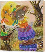 Mama Mouse And Baby Mouse's Afternoon Walk Wood Print