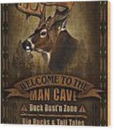 Man Cave Deer Wood Print