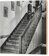 Man Dressed As Colonial Butler On The Stair Wood Print