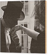 Man Kissing A Womans Hand Wood Print