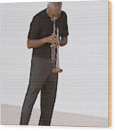 Man Playing Trumpet Wood Print