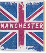 Manchester Distressed Union Jack Flag Wood Print