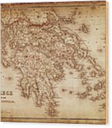 Map Of Greece 1854 Wood Print