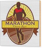 Marathon Classic Run Retro Wood Print