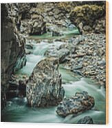 Marble Stones In A Mountain River Wood Print