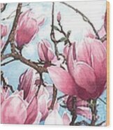 March Magnolia Wood Print