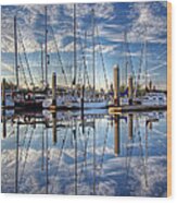 Marina Morning Reflections Wood Print