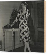 Marion Morehouse Wearing A Cheruit Dress Wood Print