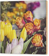 Market Tulips - Paris, France Wood Print