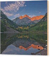 Maroon Bells At Sunrise Wood Print