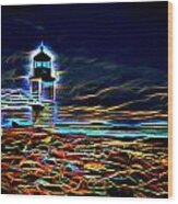 Marshall Point Lighthouse Neon Wood Print