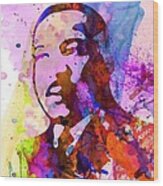 Martin Luther King Jr Watercolor Wood Print