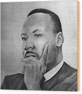 Martin Luther King Thinking Wood Print