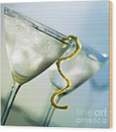 Martini With Lemon Peel Wood Print