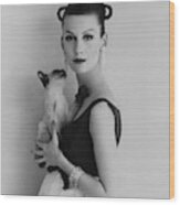 Mary Jane Russell Holding A Cat Wood Print
