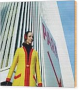 Mary Louise Wearing A Yellow And Red Coat Wood Print