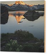 Matterhorn Reflection At Morning Light Wood Print